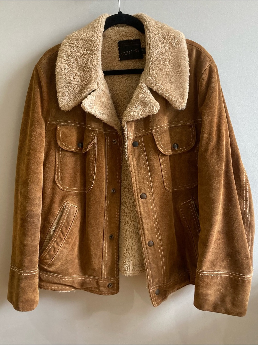 Suede and shearling coat vintage JC Penny
